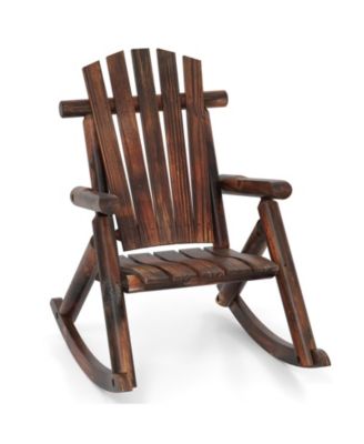 Wooden Adirondack Rocker Chair for Porch, Patio and Outdoor Spaces