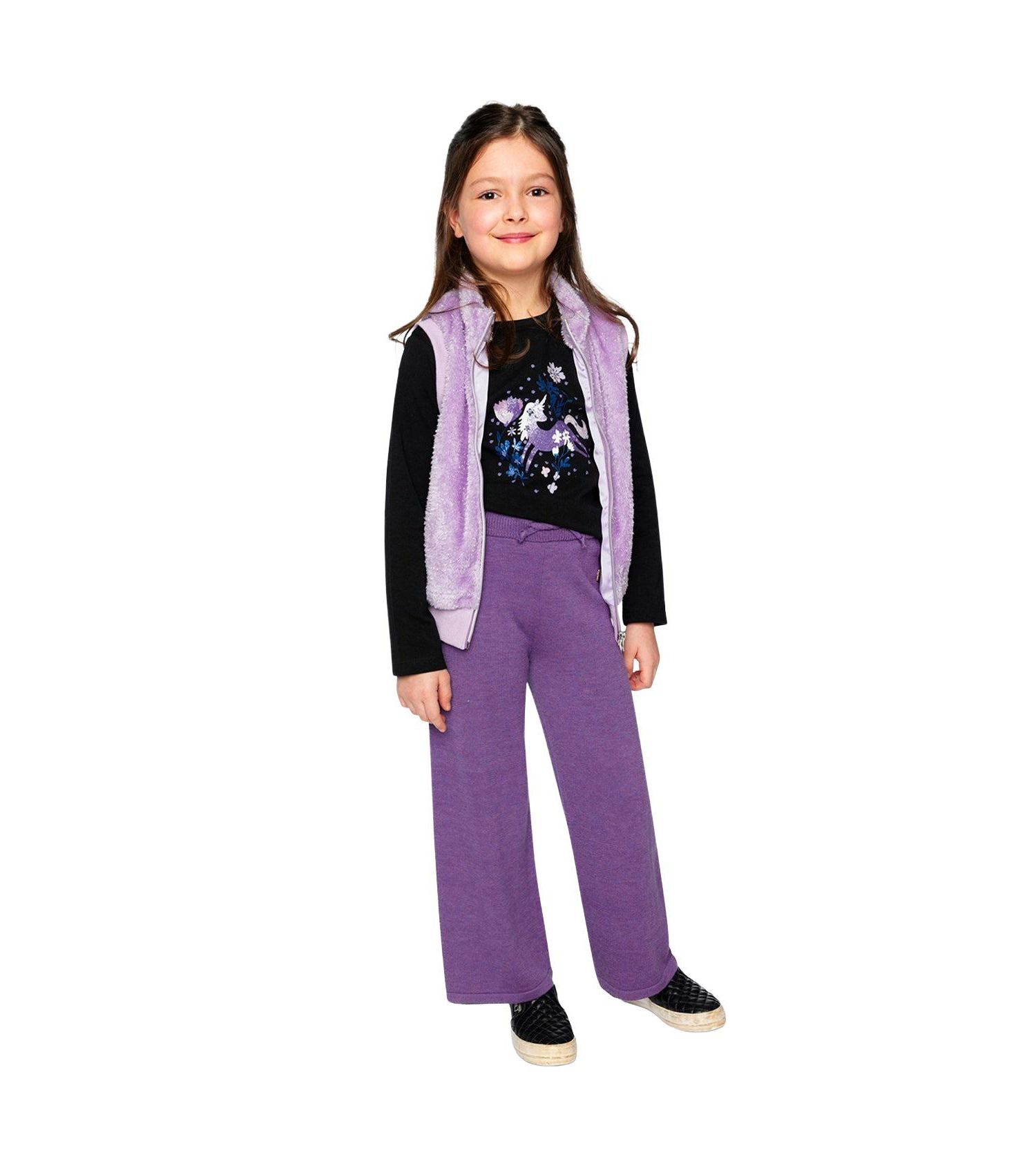 Little and Big Girl 6-12 Faux Fur Sleeveless Vest Violet