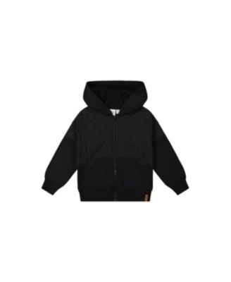 Boy's (6-12) Full Zip Hooded Bi-Material Cardigan