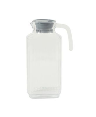 Glass Pitcher, 61 oz (1.8L) – Clear Water & Juice Pitcher with Lid and Easy-Pour Handle, Soda Lime Glass