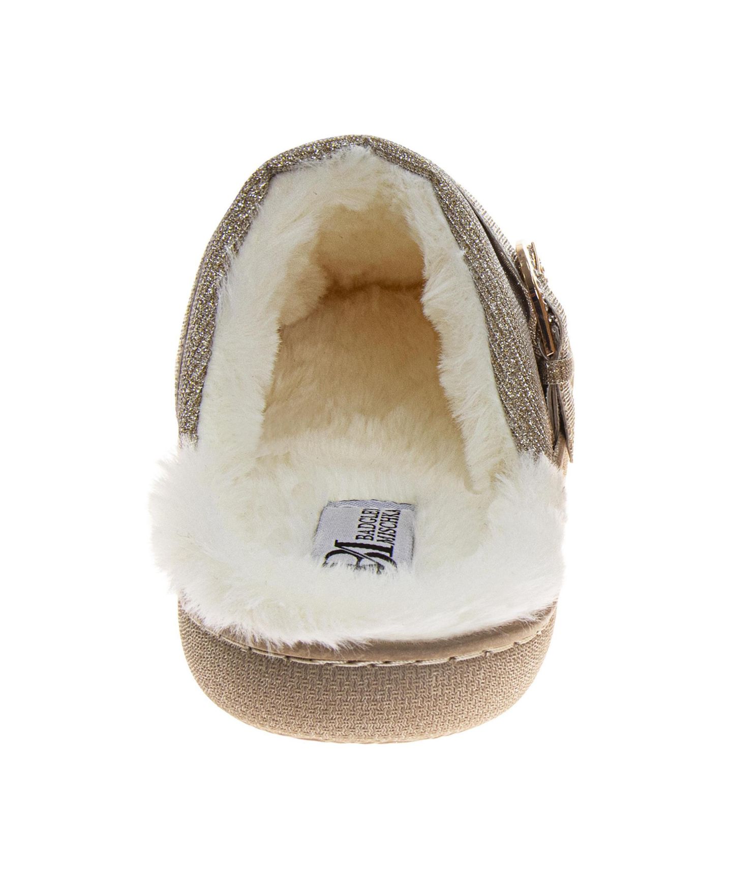 Женские тапочки Badgley Mischka Faux Fur Slide Slippers, цвет: Золотой — фото 4