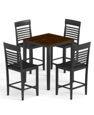 5-Piece Counter Height Kitchen Table Set with Footrest and Wood Frame