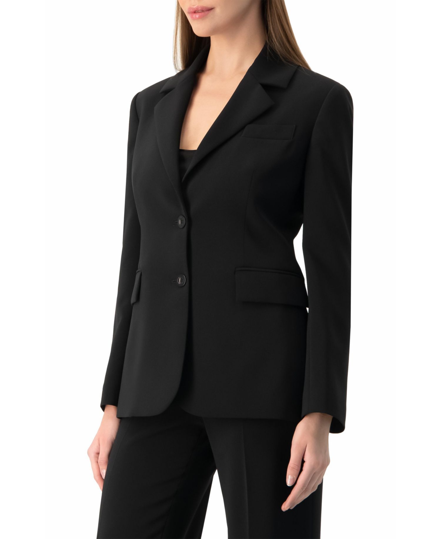 Women's Tailored Two-Button Black Power Blazer
