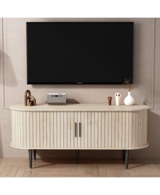 55" Modern TV Stand, with Storage Compartment and Sliding Door, Entertainment Center Media Console Table, for Living room, Bedroom