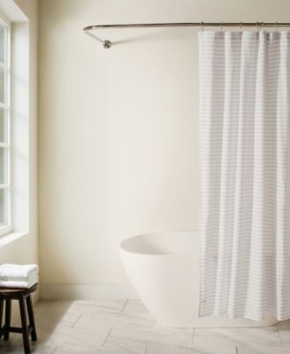Cotton Blend Striped Shower Curtain, 72" x 72"