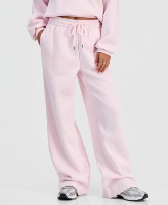 Juniors' Rhinestone Wide Drawstring Pants