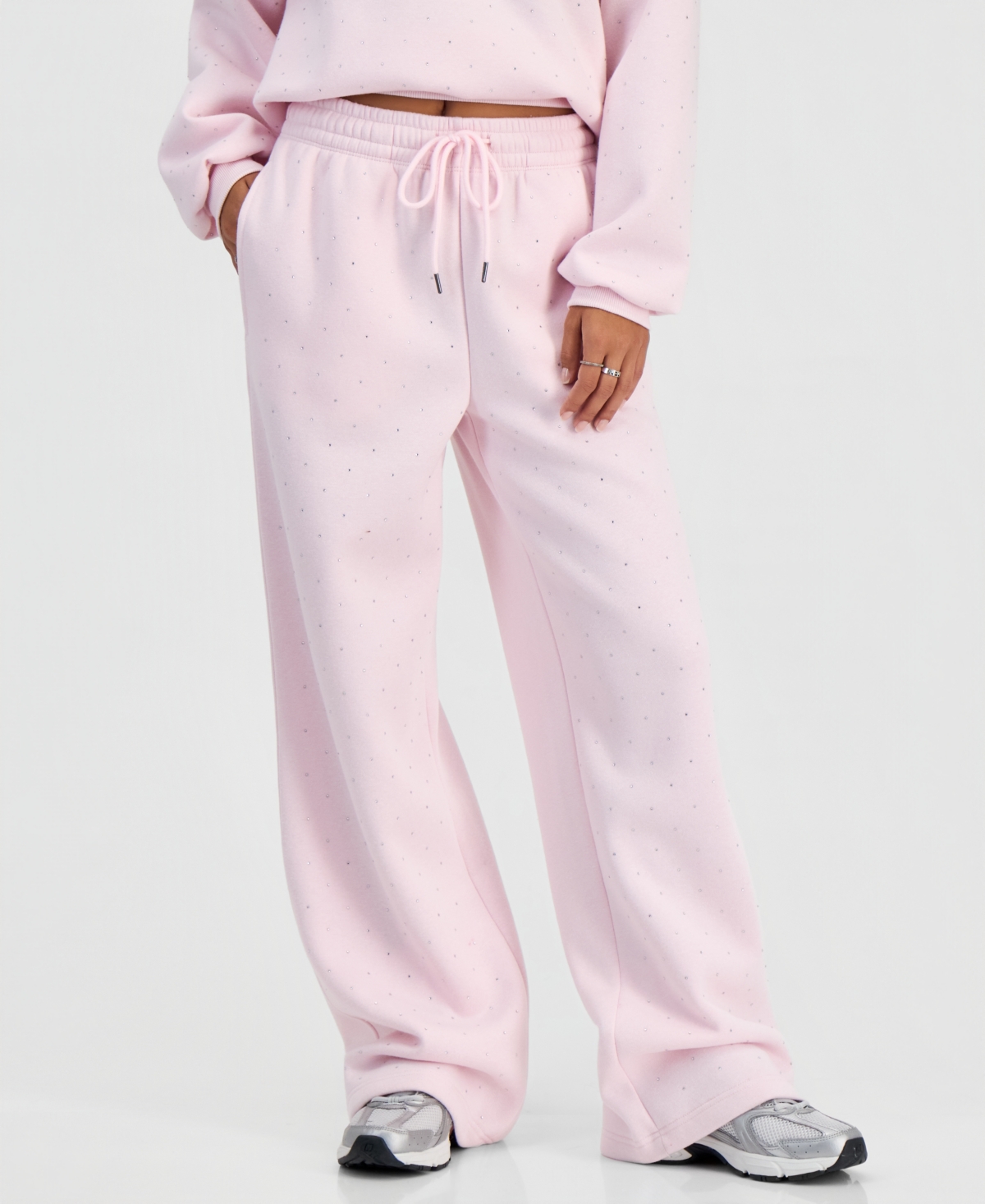 Madden Girl Juniors' Rhinestone Wide Drawstring Pants