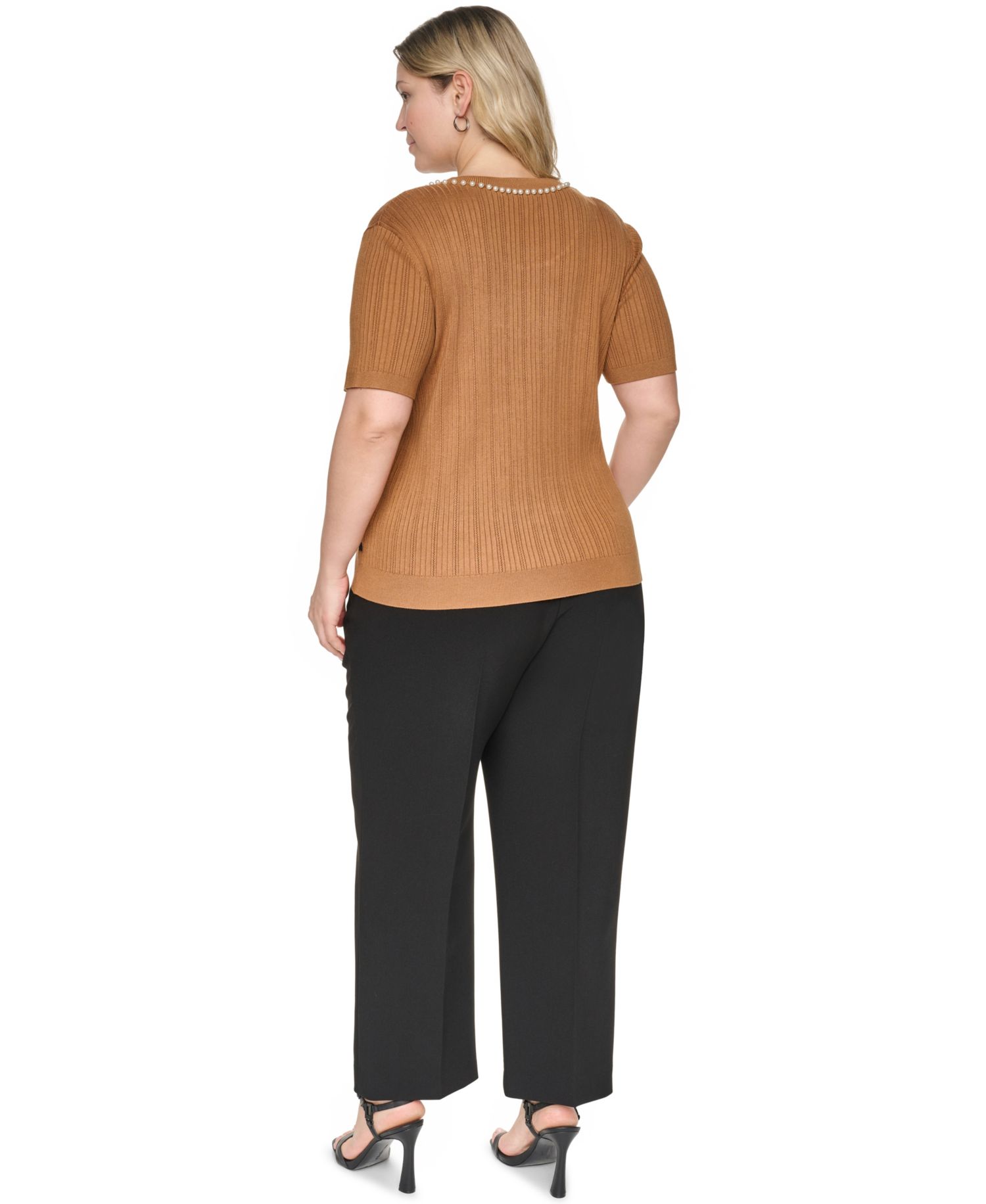 Plus Size Crewneck Short-Sleeve Knit Top