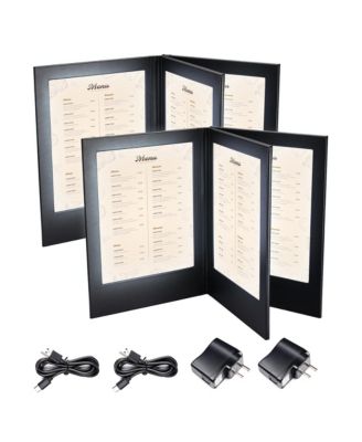  LED Backlit Menu Holder Cover Folding Panel 4 View 8"x11" Paper 2 Pack