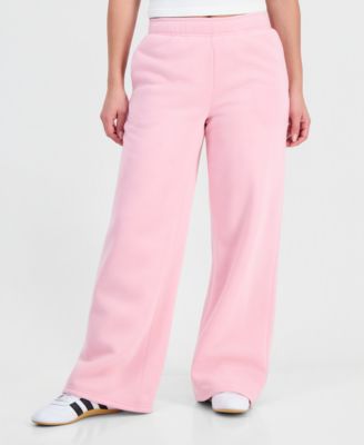 Juniors' Faux-Fur-Lined Wide-Leg Sweatpants