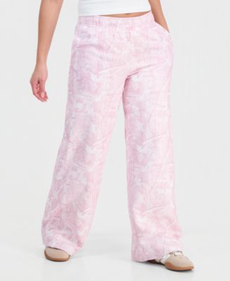 Juniors' Faux Fur Lined Wide Leg Pants