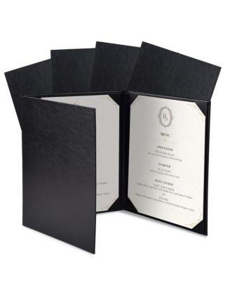  Restaurant Menu Covers 8.5x11" Trifold 3 View PU Leather with Angled Corners for Wine List Bar Hotel 5 Pack