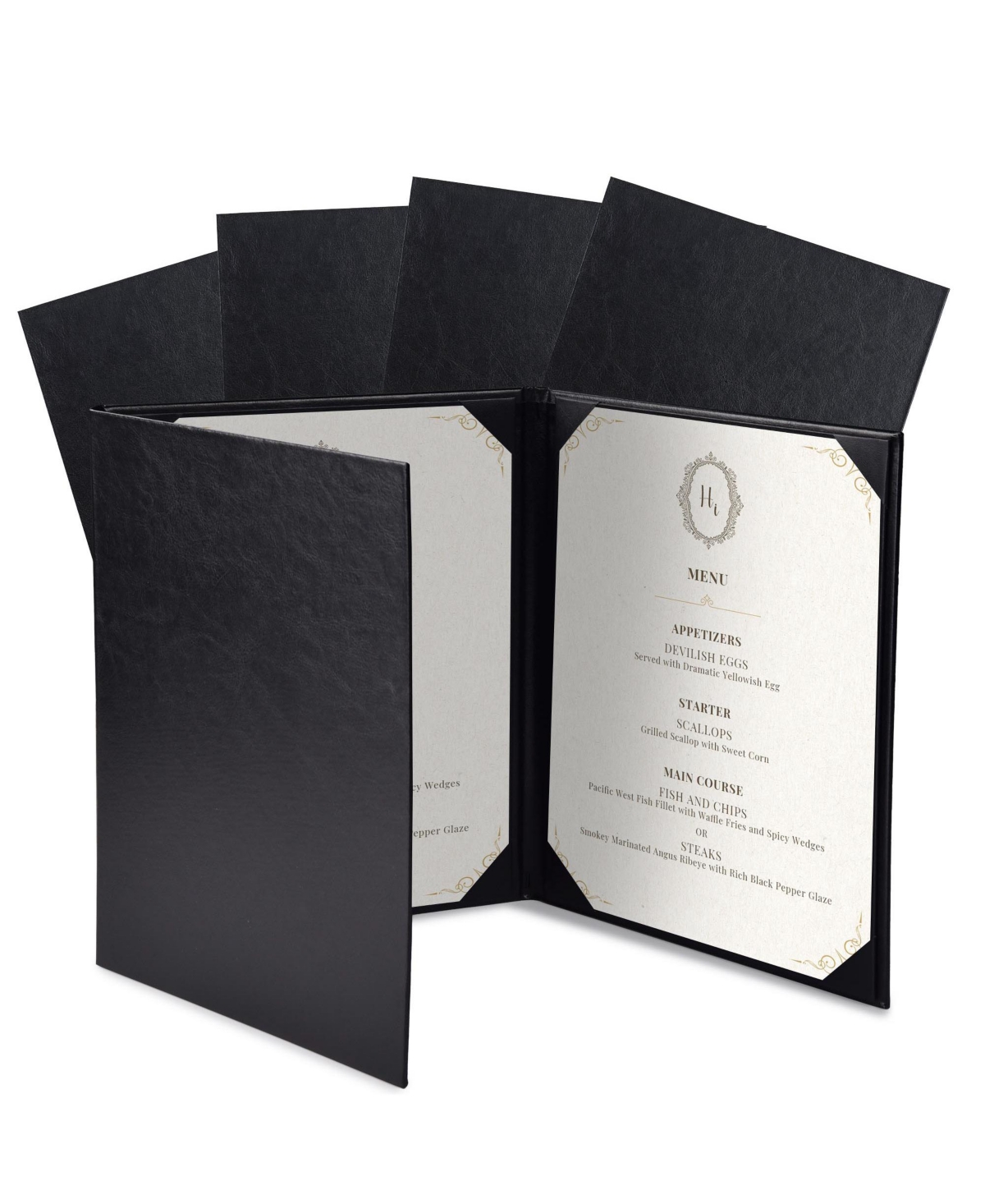 Yescom WeChef Restaurant Menu Covers 8.5x11" Trifold 3 View Pu Leather with Angled Corners for Wine List Bar Hotel 5 Pack