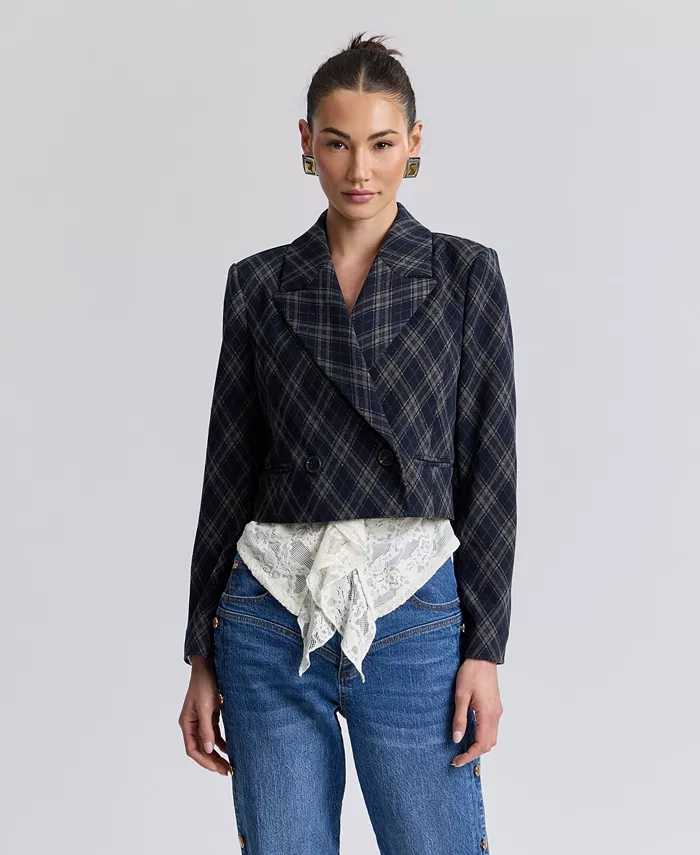 Women's Cropped Double-Breasted Blazer - thumbnail 2
