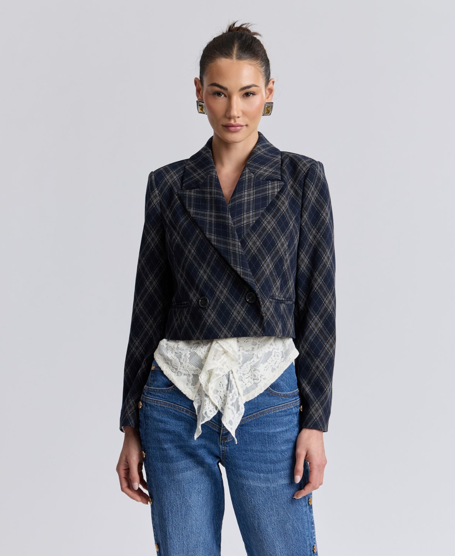 Women's Cropped Double-Breasted Blazer