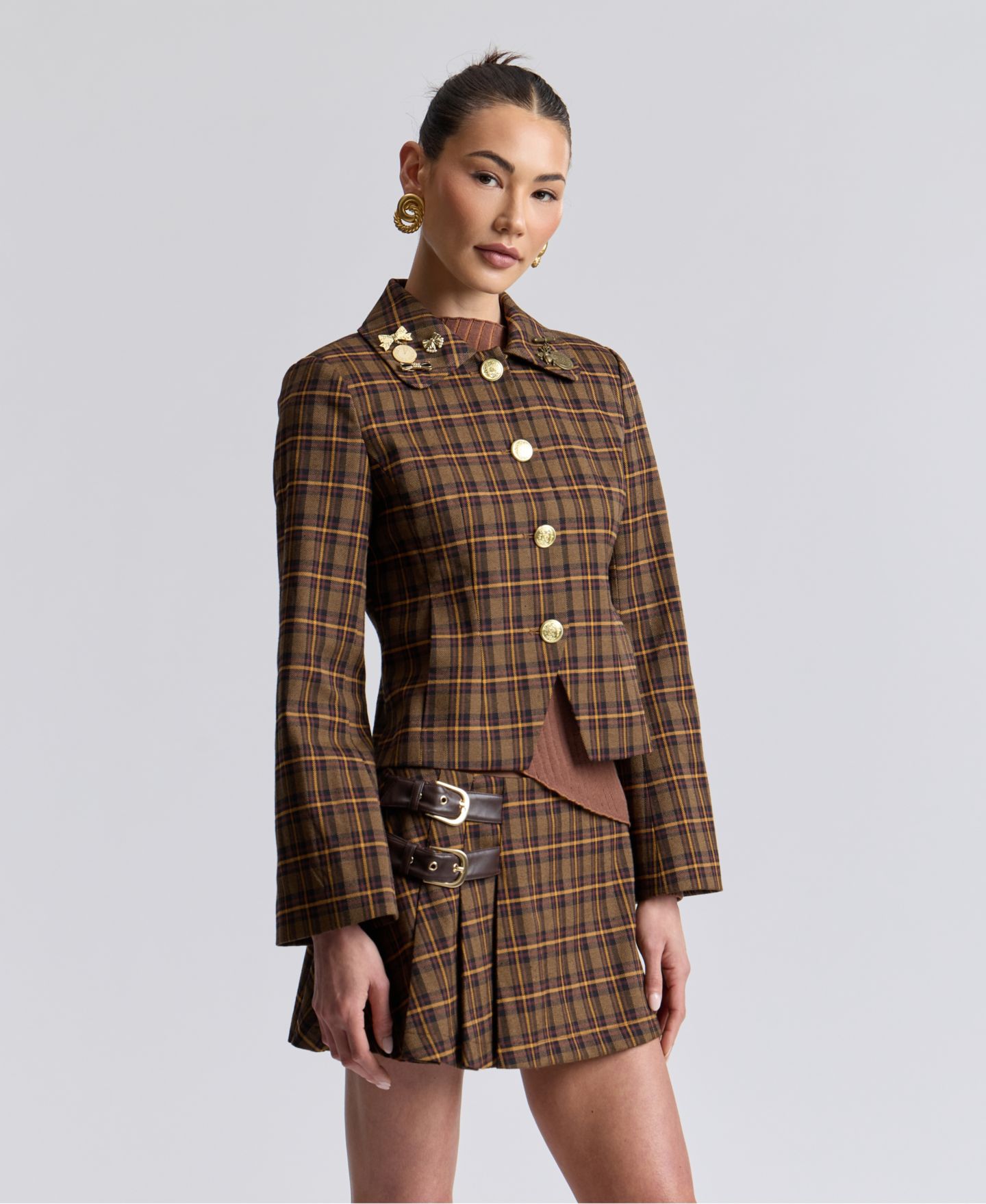 Женская куртка Avec Les Filles Slim Spread Collar, цвет: Клетчатый — фото 3