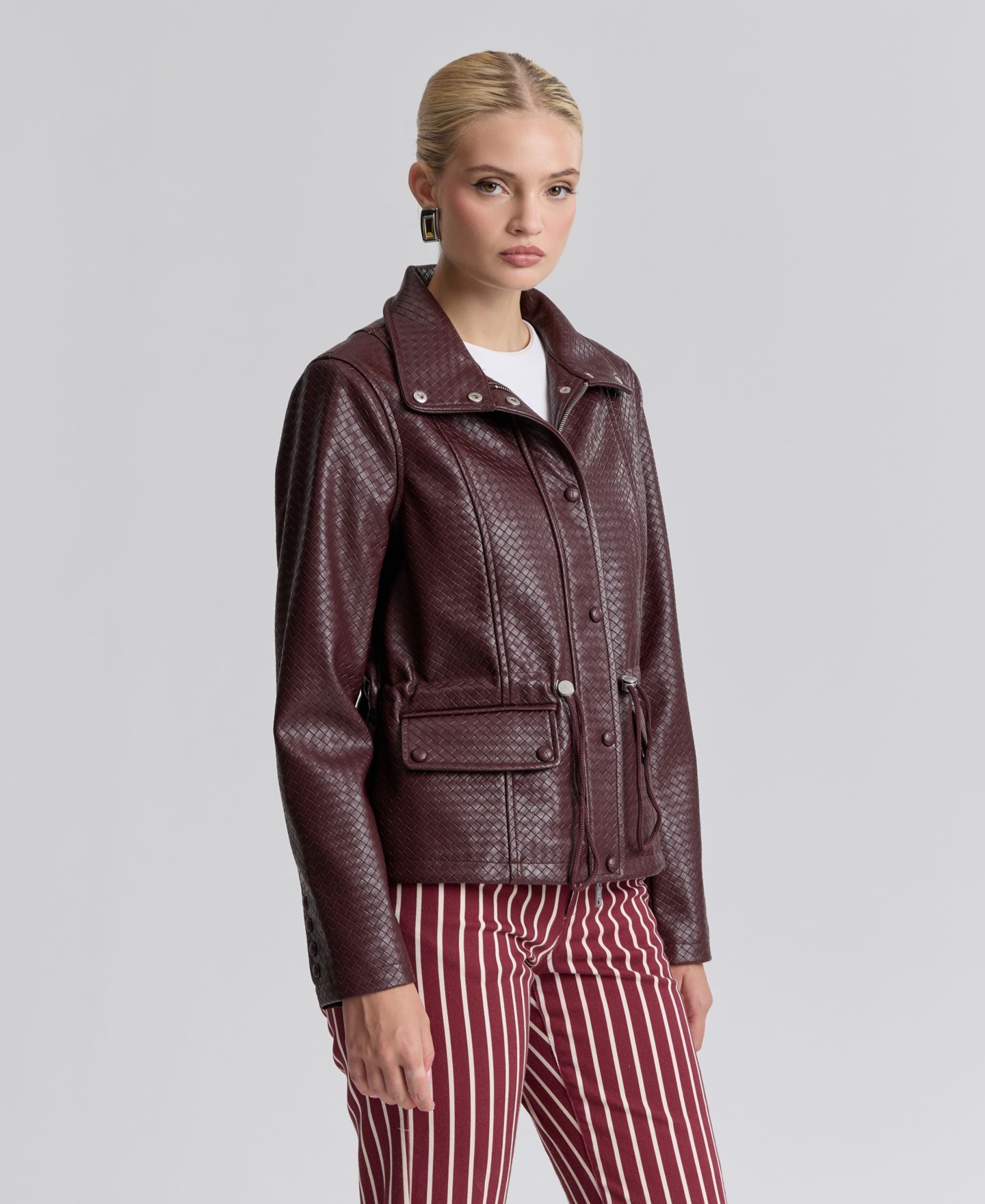 Женская куртка Avec Les Filles Textured Mock-Neck, цвет: Бордовый — фото 3