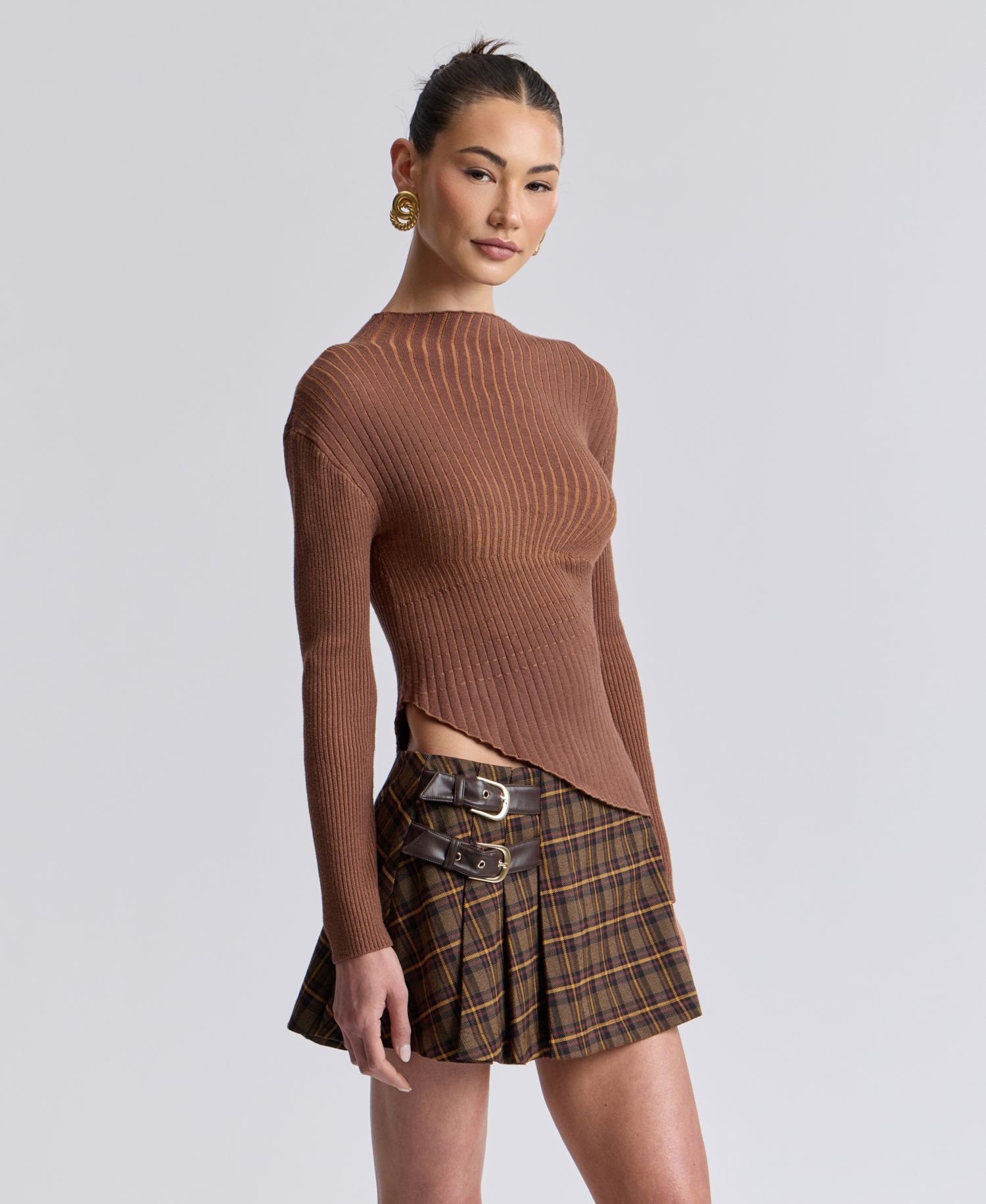 Women's Long-Sleeve Radial Rib Sweater