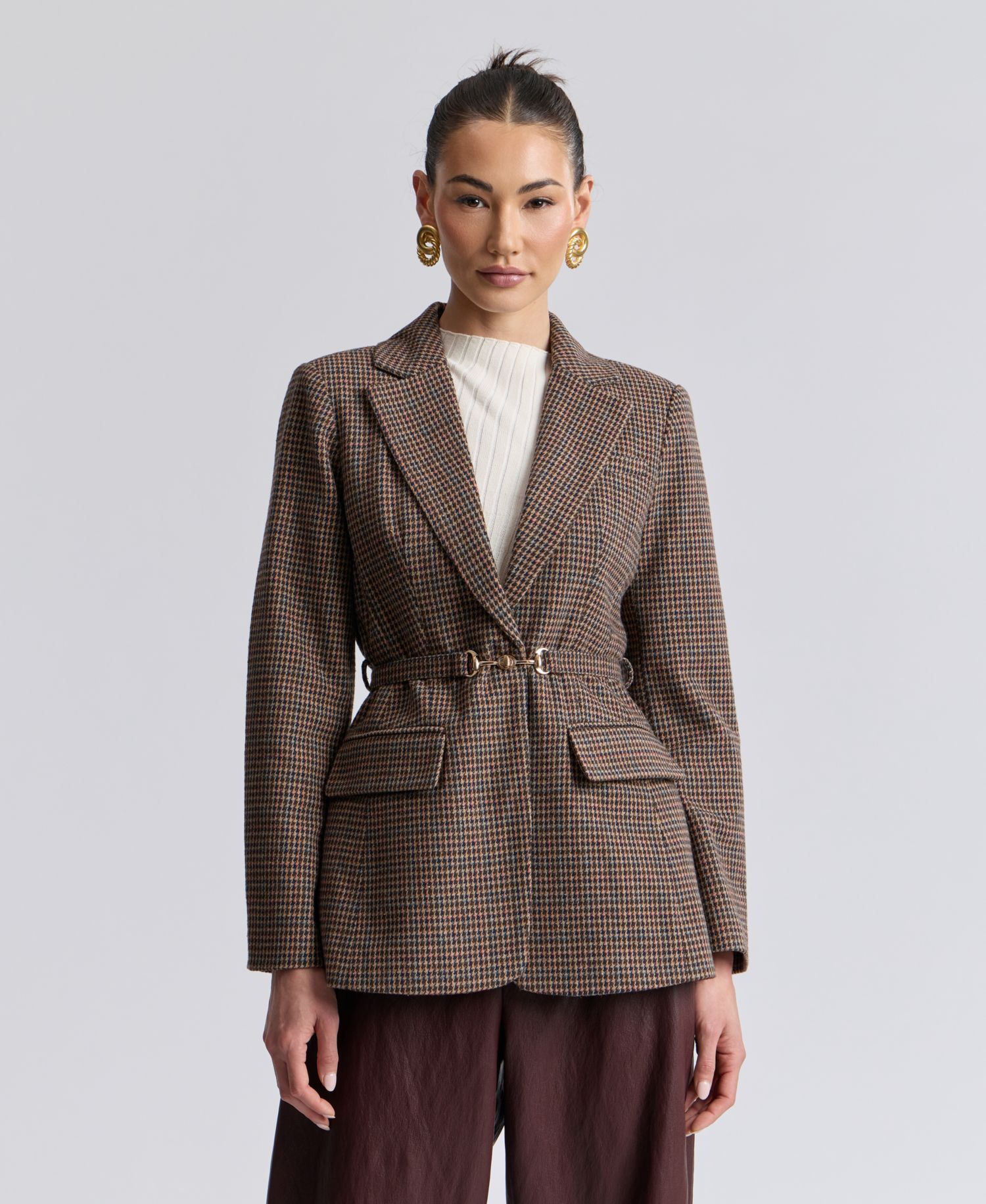 Women's Notch Lapel Collar Belted Blazer