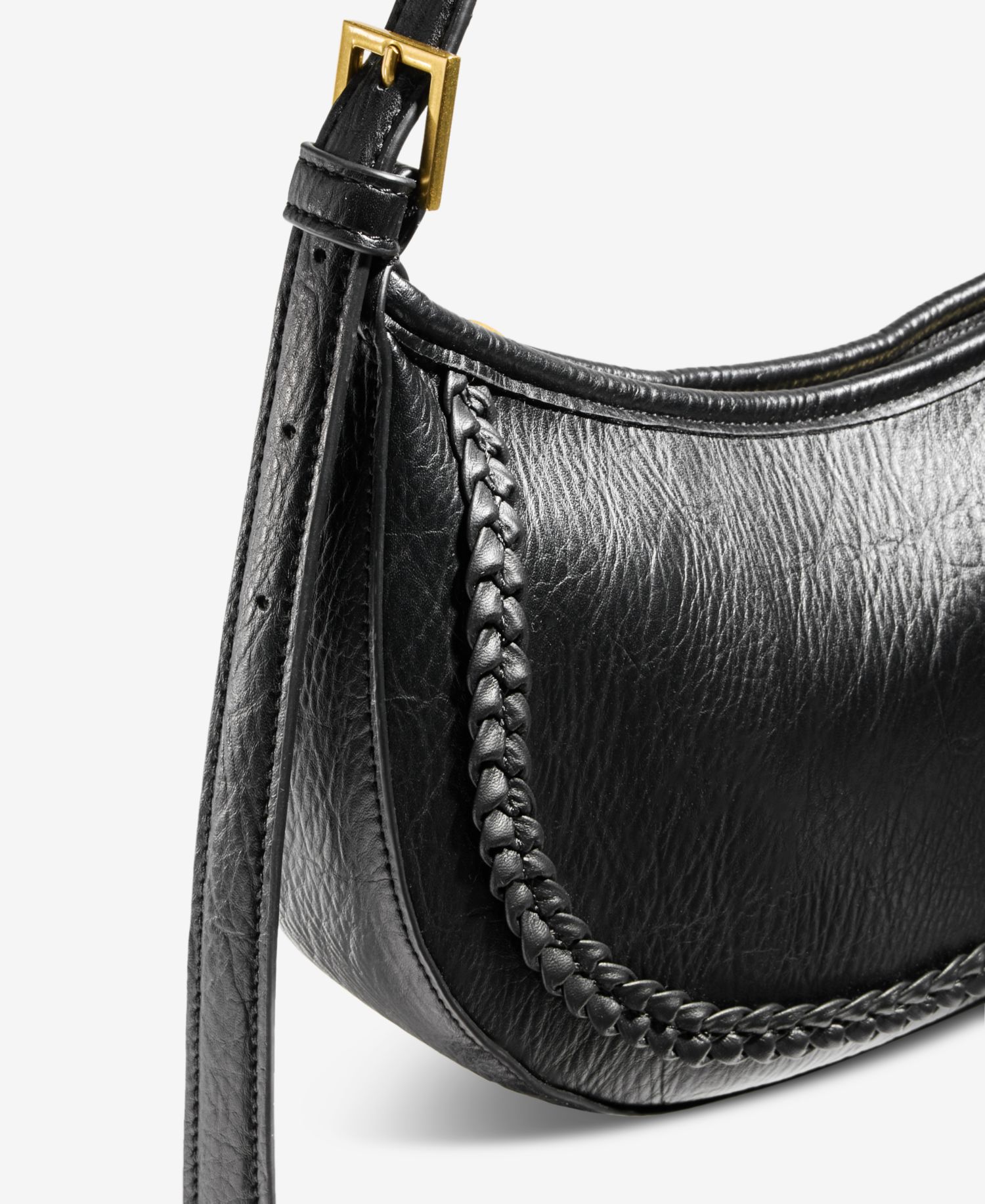 Braided-Edge Small Crescent Bag