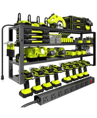 Power Tool Organizer Wall Mount Charging Station Drill Holder Garage Rack