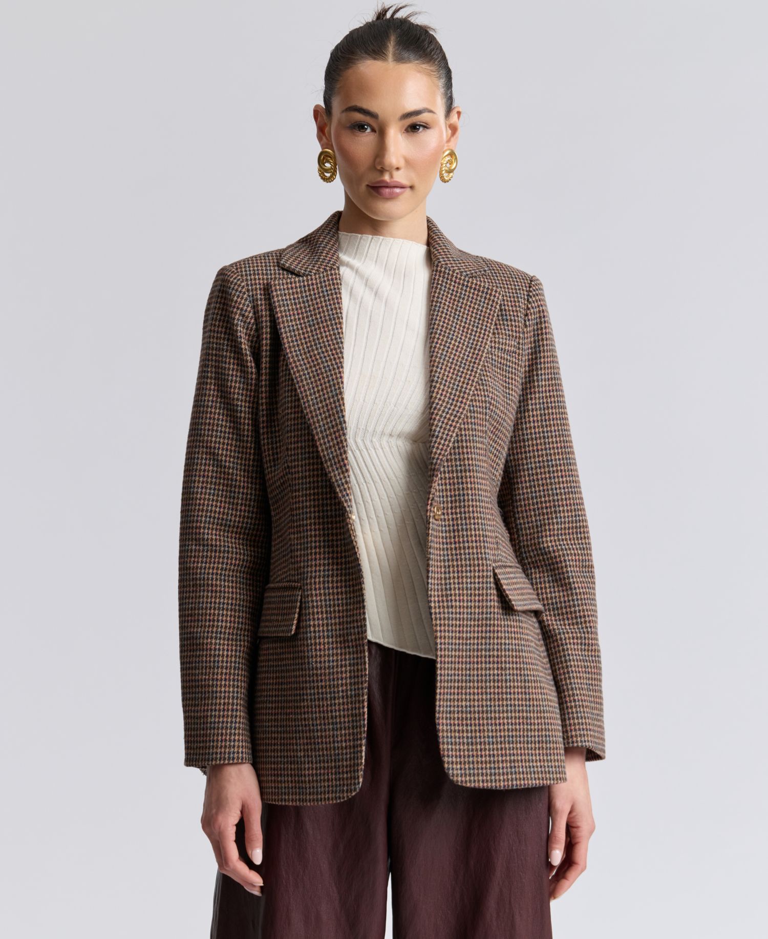 Women's Notch Lapel Collar Belted Blazer