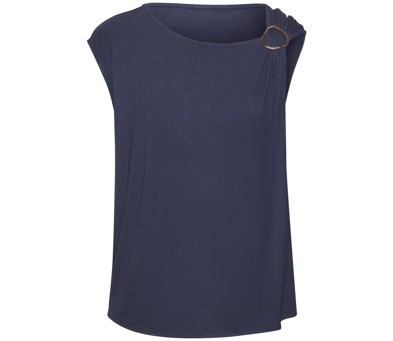Women's Viscose Asymmetrical Ring Detail Short-Sleeve Top