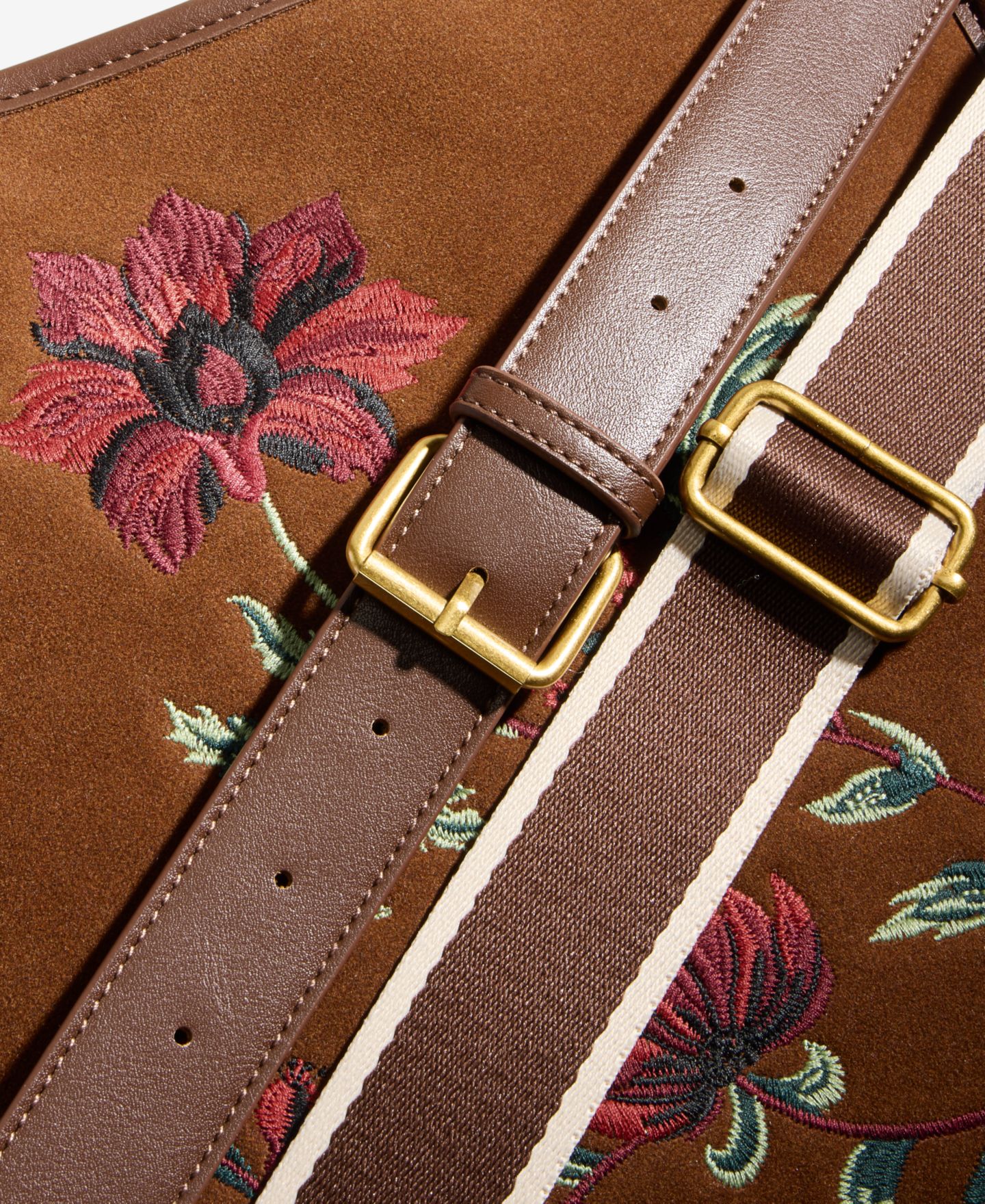 Женская сумка Style & Co Floral-Embroidered Suede Crossbody, цвет: Коричневый — фото 6