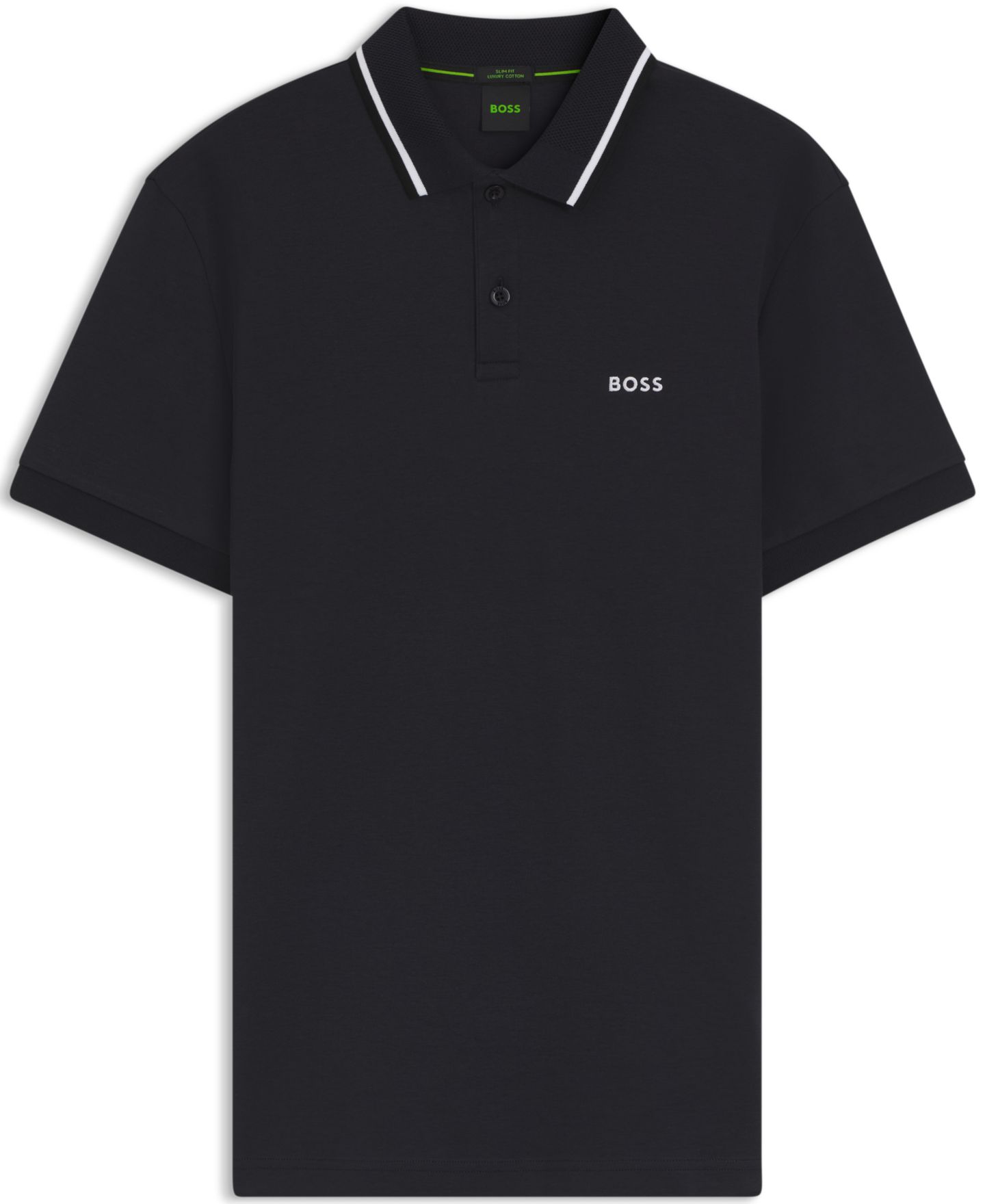 Мужское поло Hugo Boss BOSS by Interlock Cotton Paddy Slim-Fit Polo Shirt, цвет: Тёмный синий — фото 2