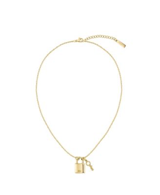 Women's Symbol Gold-Tone Stainless Steel Lock and Key Necklace
