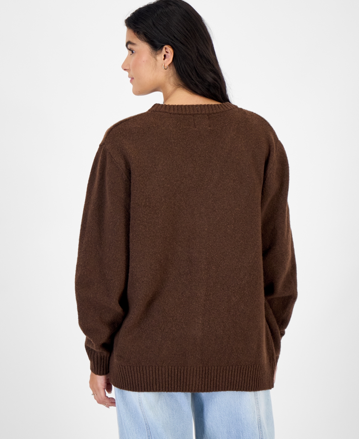 Hippie Rose Juniors' V-Neck Boyfriend Button-Front Cardigan