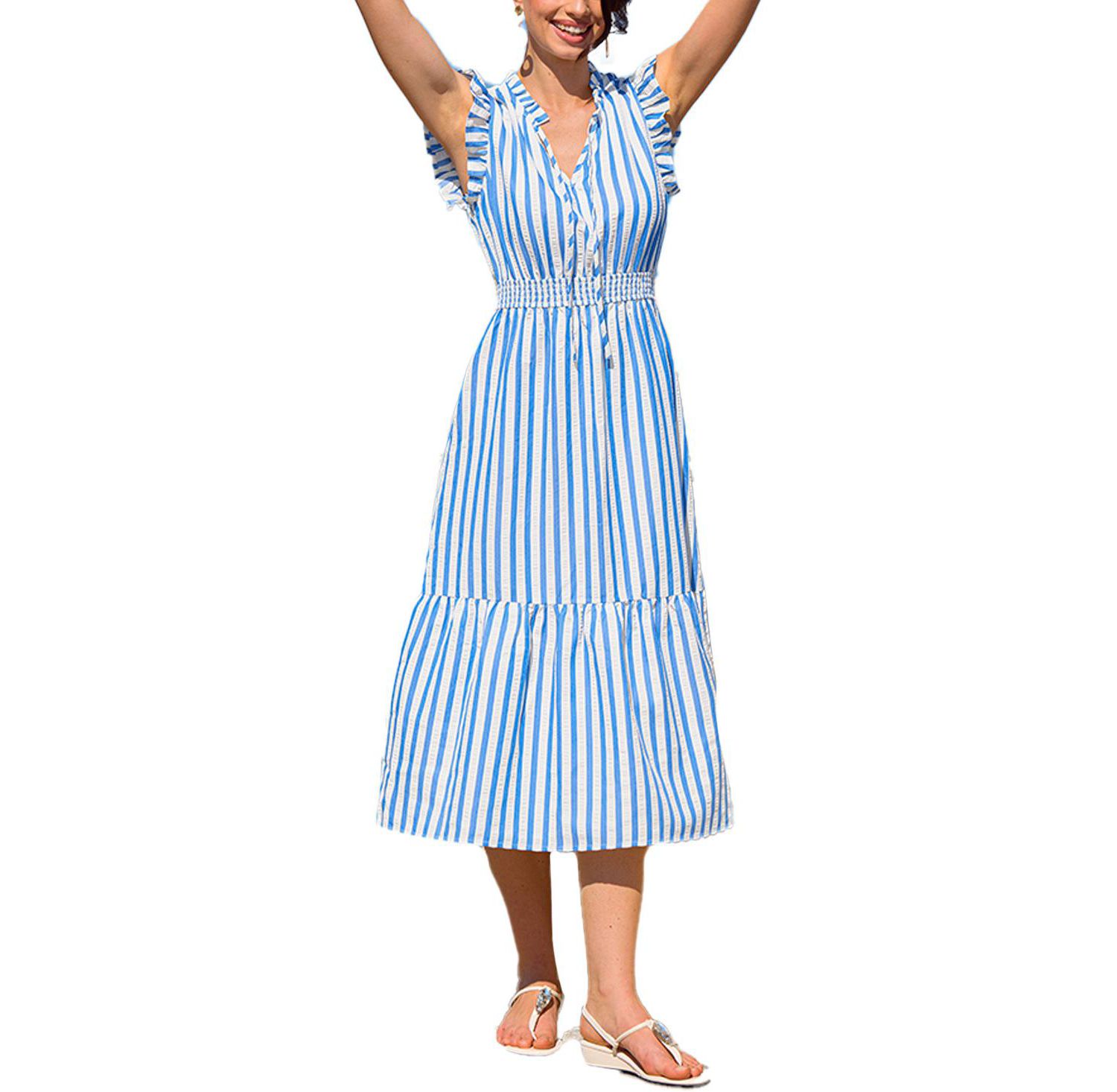 Women's Rain Check Striped Maxi Beach Dress