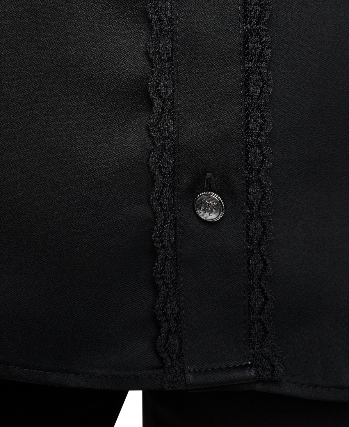 Dkny Petite Satin Front-Button Long-Sleeve Top