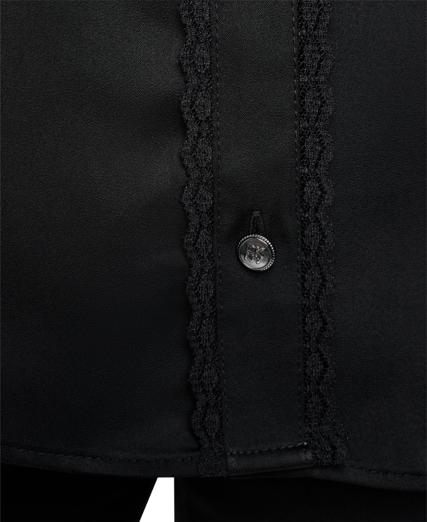 Petite Satin Front-Button Long-Sleeve Top