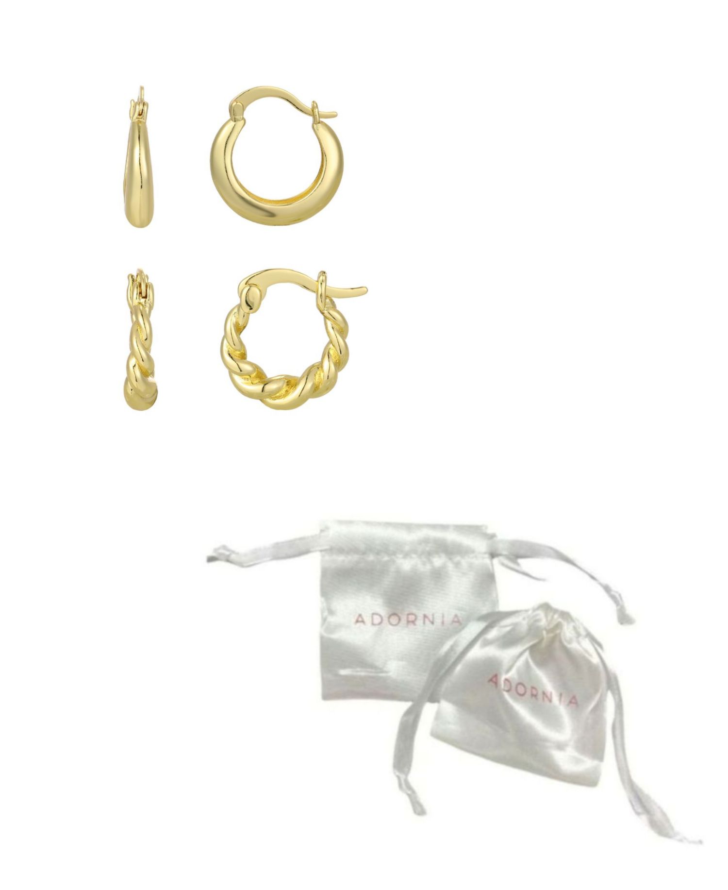 Gold Set of 2 Purse Hoop Earrings