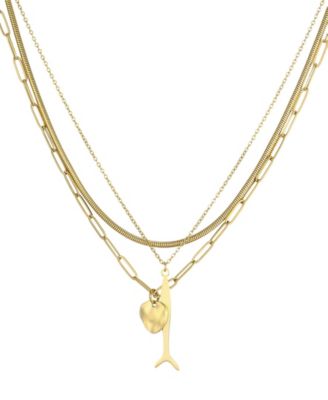 Tarnish Resistant Gold Layered Connected Set of 3 Pendant Necklace
