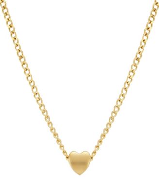 Tarnish Resistant Gold Sliding Heart Curb Chain Necklace