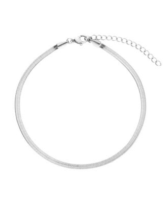 Tarnish Resistant Silver Herringbone Anklet