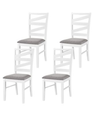 Dining Chairs Set of 4 with Tall Backrests Linen Fabric Upholstered Seats