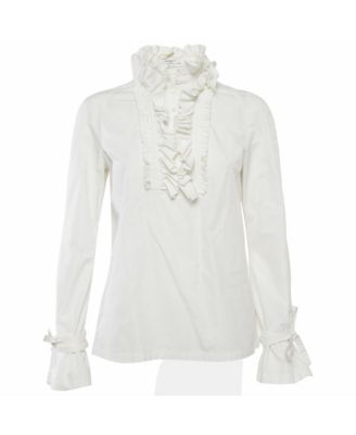 Women's Ruffled Cotton Poplin Blouse