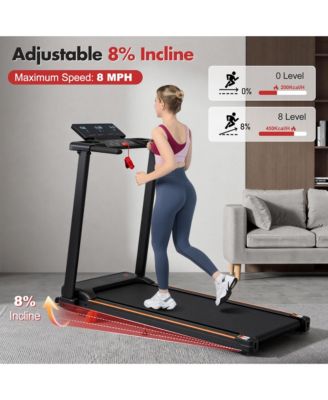 Treadmill with 8% Incline, Portable Treadmills, Foldable Treadmills with 265 Lbs Capacity,3.0HP Treadmill with 4 Adjustable Support Feet