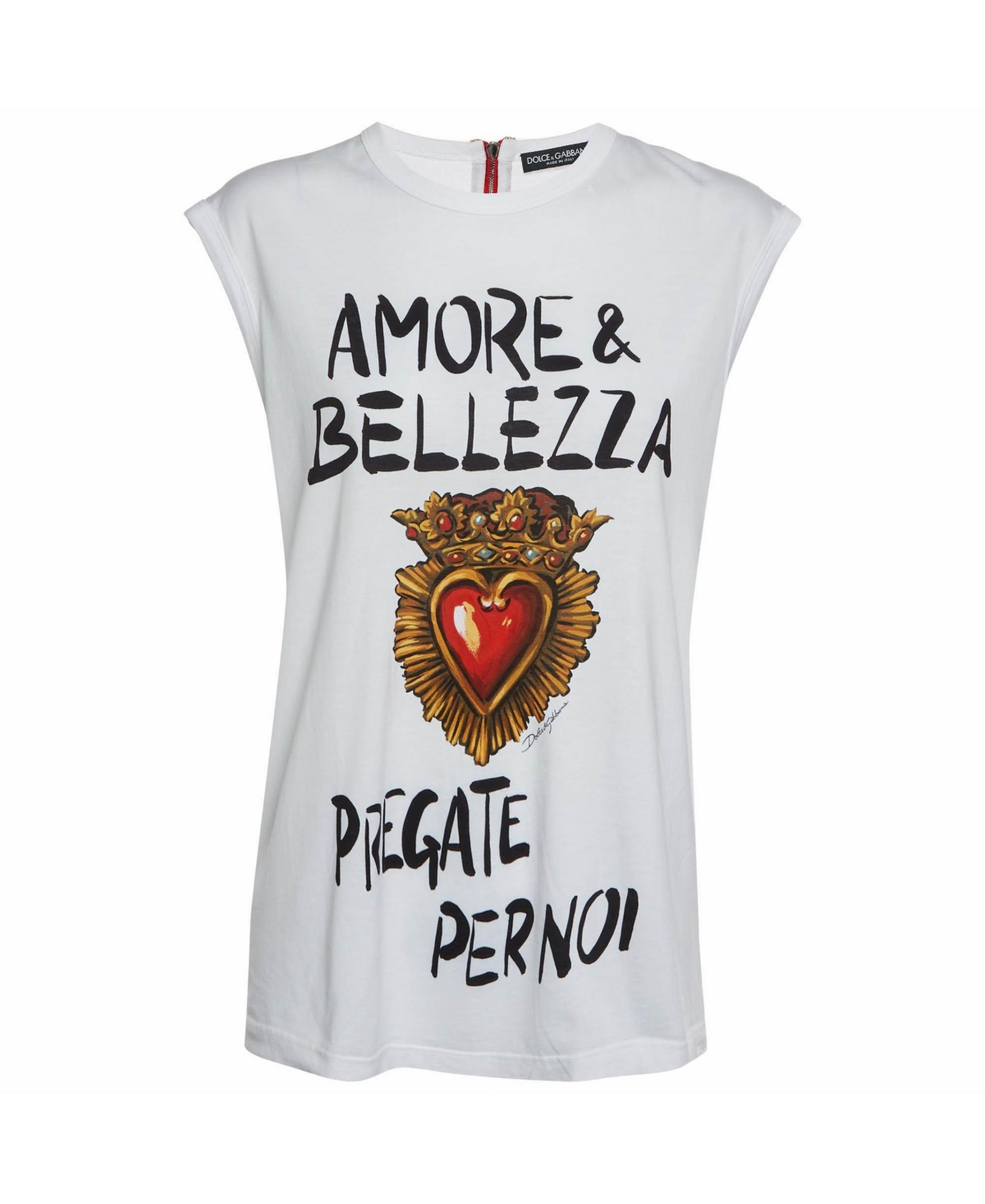 Pre-Owned Dolce & Gabbana Women's Amore and Bellezza Graphic Jersey Tank Top