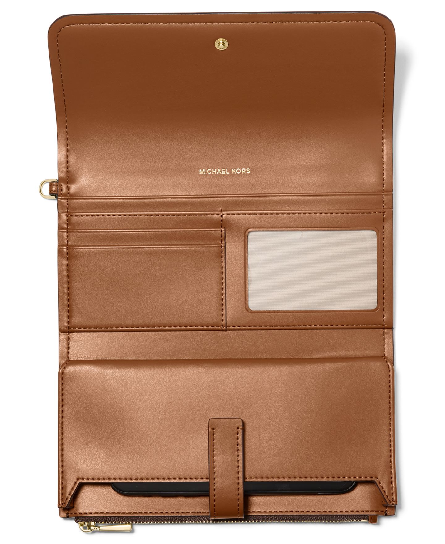 Женский средний клатч-браслет Michael Kors Jet Set с клапаном и двумя молниями, цвет: Коричневый — фото 3