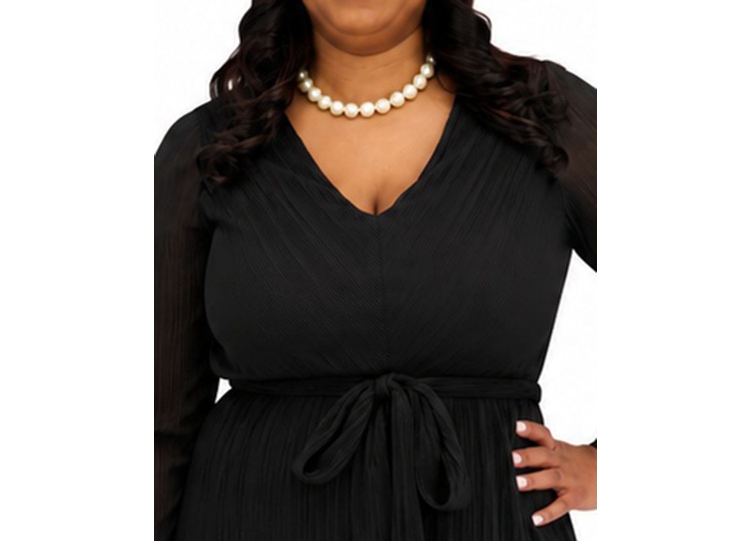Women's V-Neck Long-Sleeve Dress