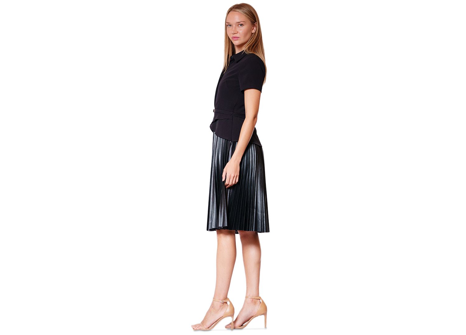 Women's Collared Pleated Skirt Short Dress