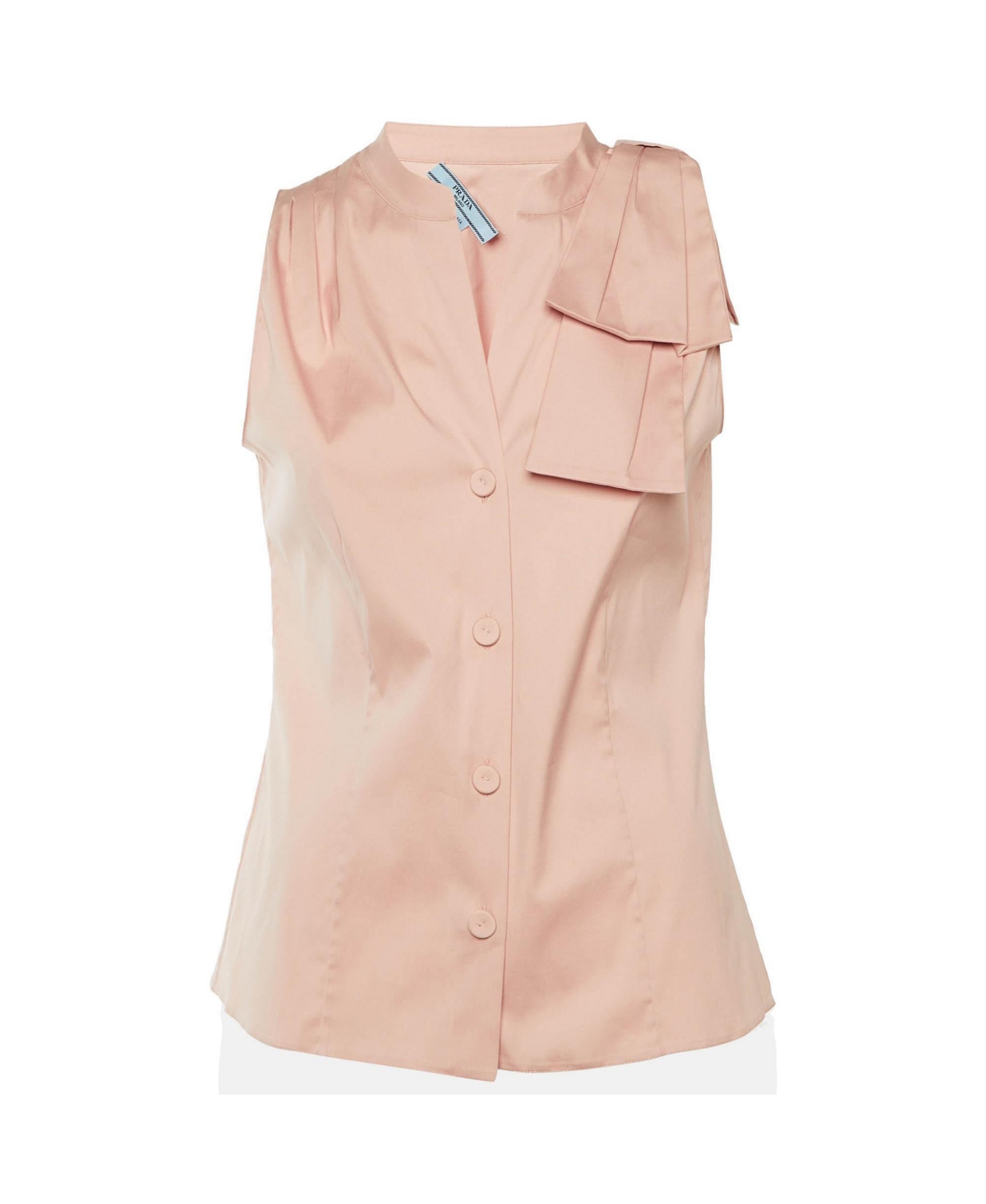 Pre-Owned Prada Women's Bow-Detail Cotton Sleeveless Blouse