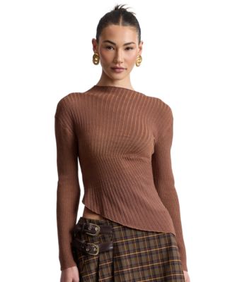 Women's Long-Sleeve Radial Rib Sweater