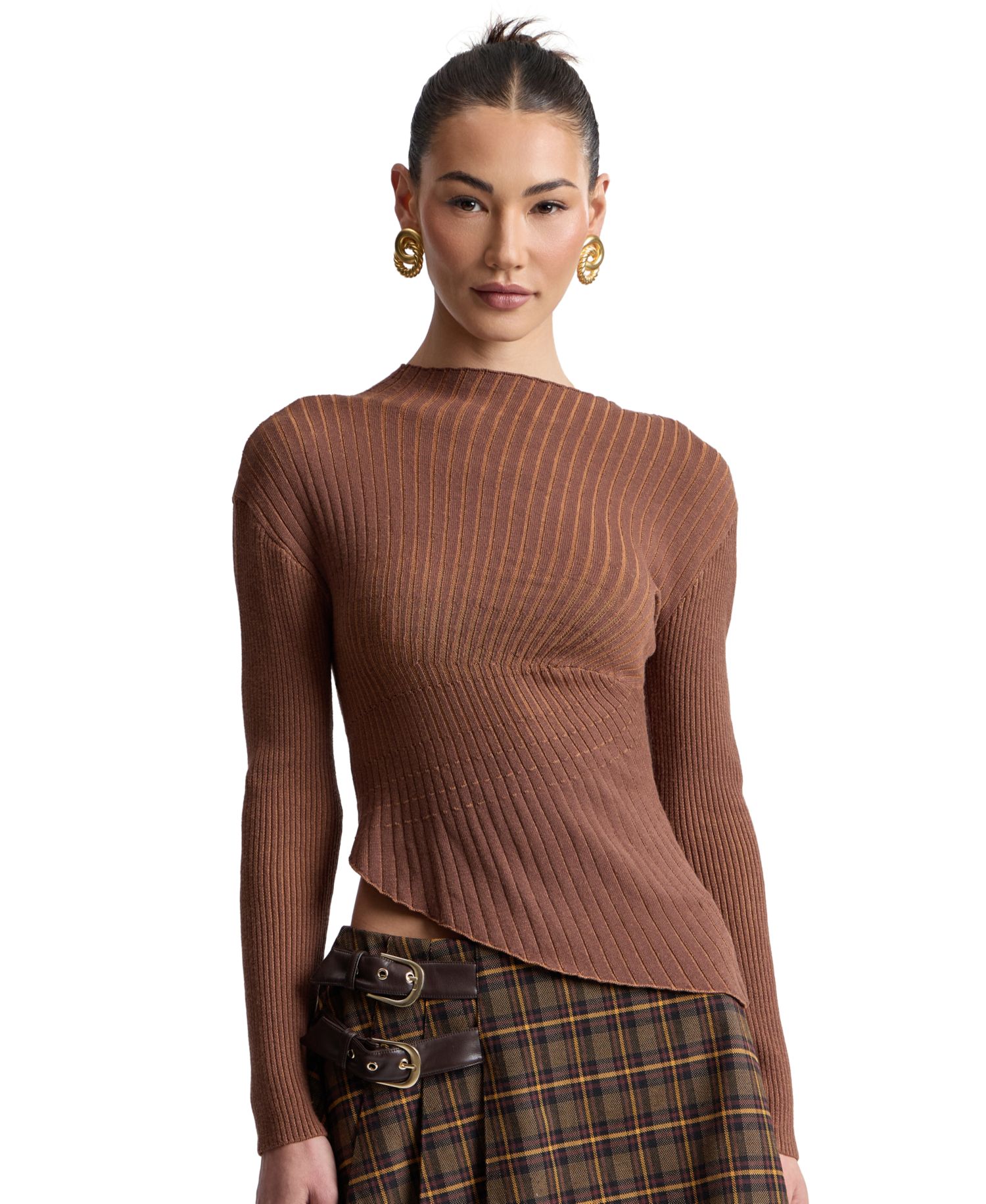 Women's Long-Sleeve Radial Rib Sweater