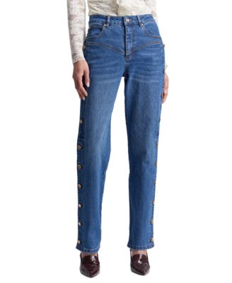 Women's High-Rise Side Shank Straight-Leg Jeans