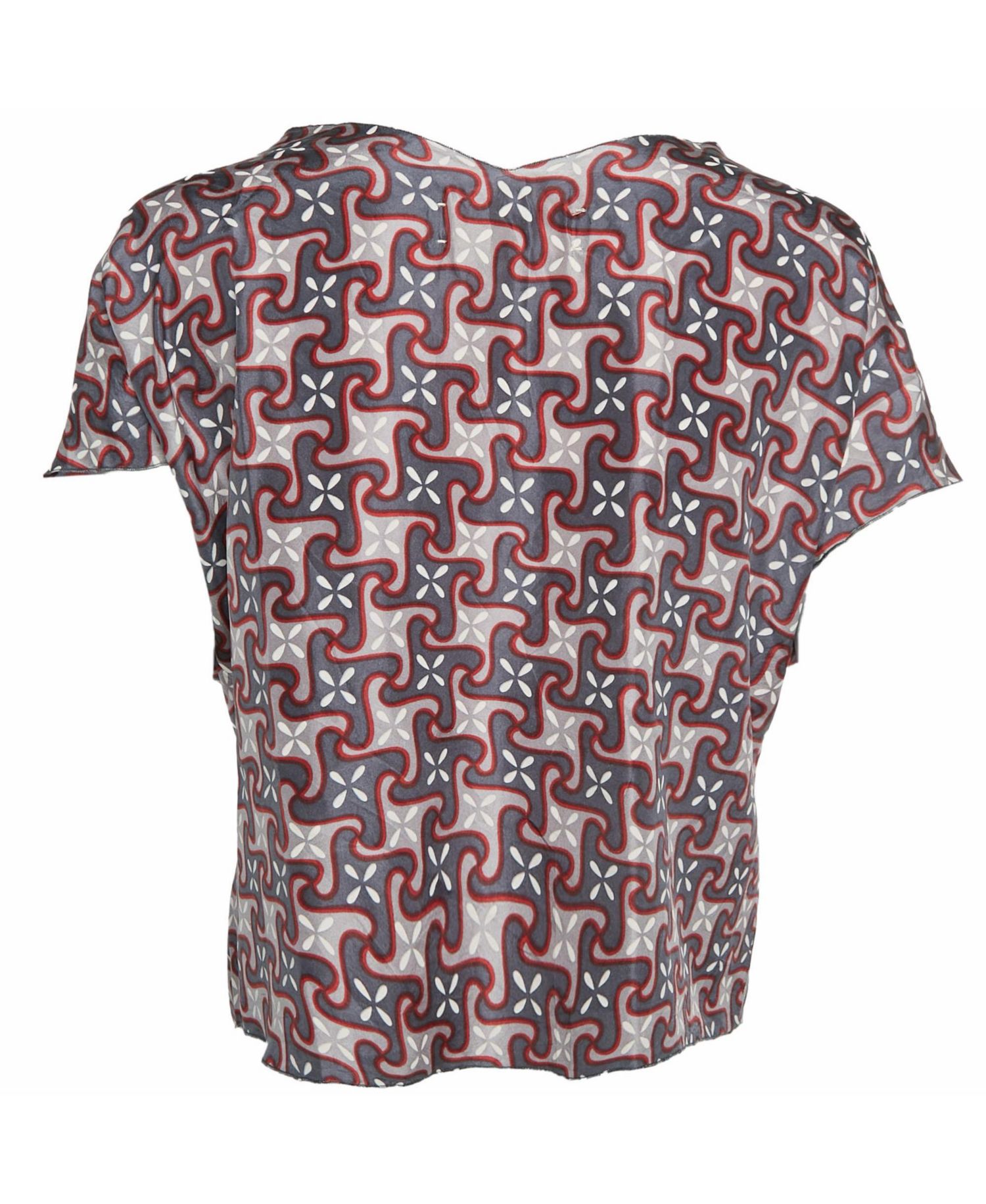 Women's Geometric Print Silk Draped Blouse